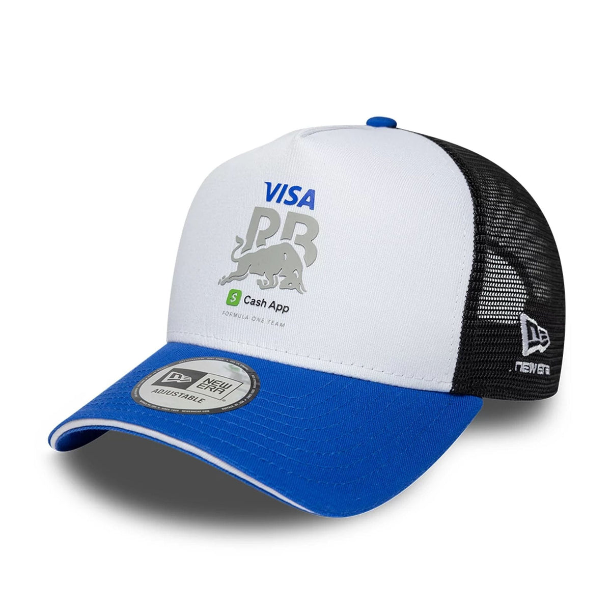 Visa Cash App Racing Bulls White 9FORTY A-Frame Trucker Adjustable Cap-klyvox