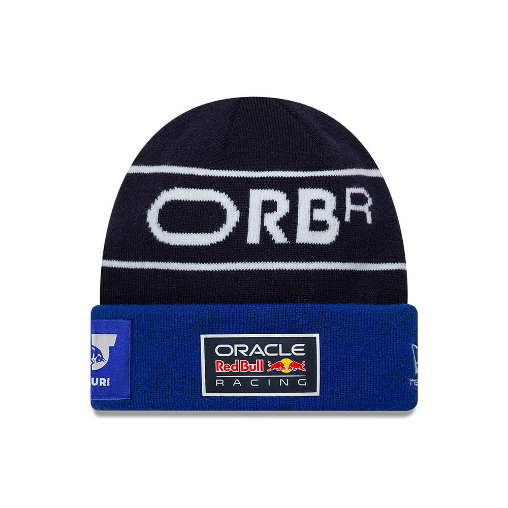 Red Bull Racing Replica Max Verstappen Dark Blue Cuff Knit Beanie Hat-klyvox