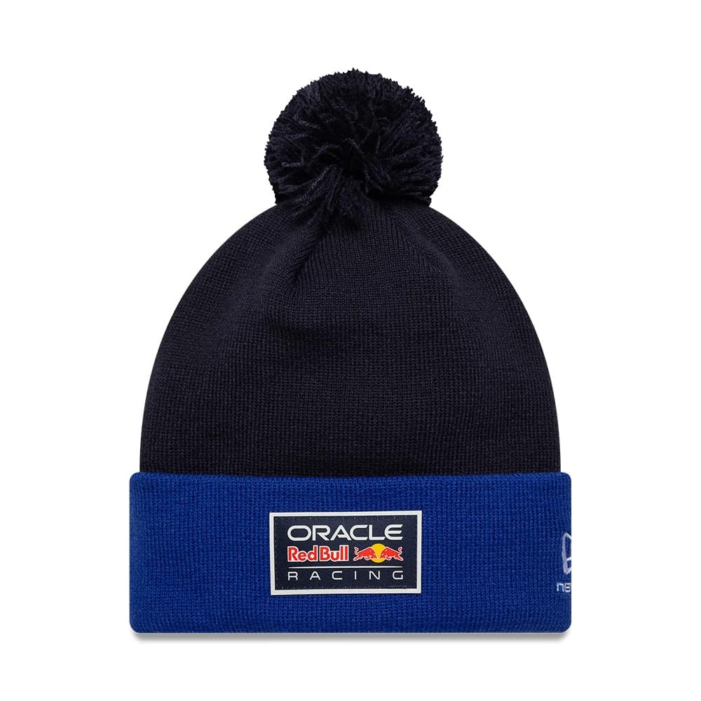 Red Bull Racing Essential Dark Blue Bobble Knit Beanie Hat-klyvox