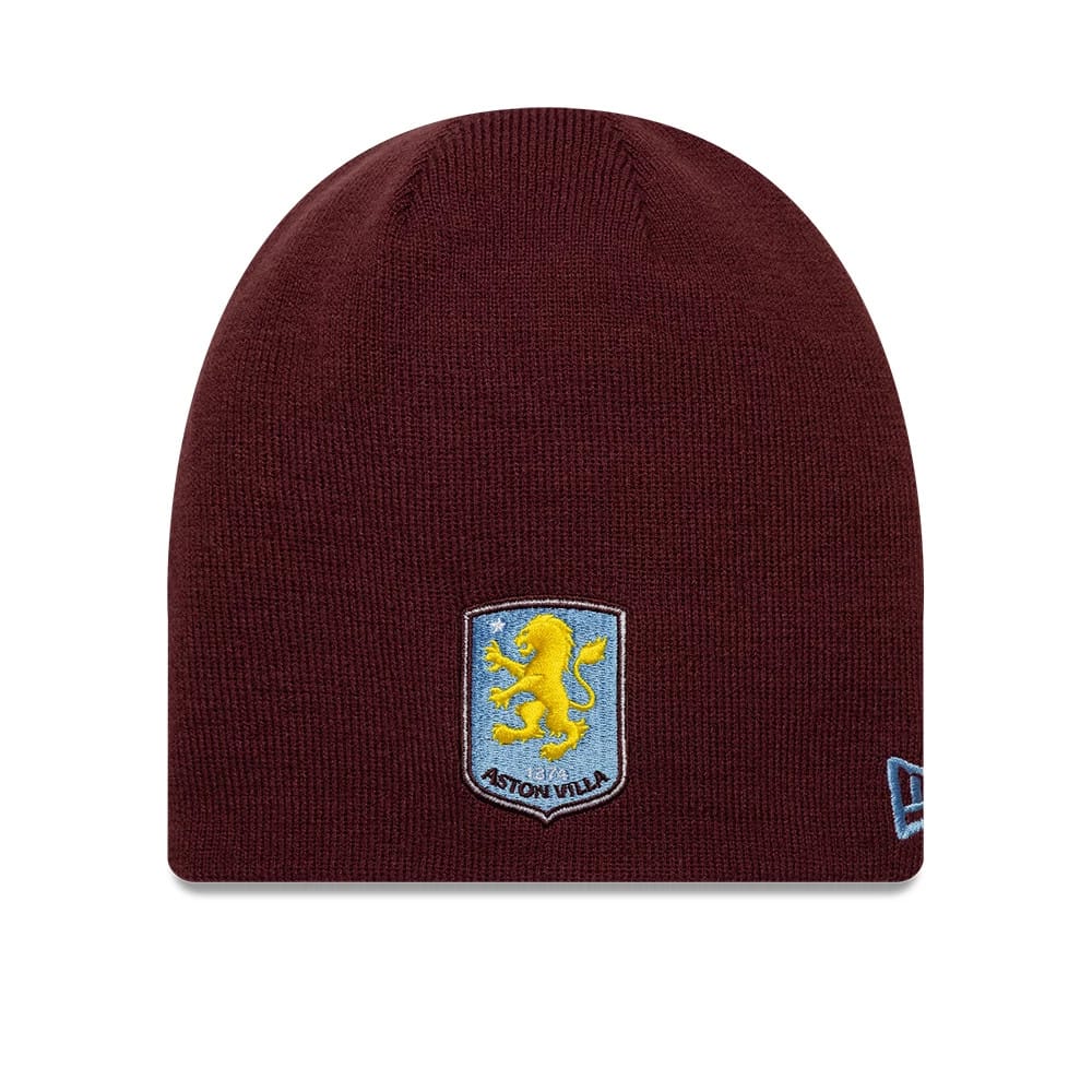 Aston Villa FC Reverse Dark Red Cuff knit Beanie Hat-klyvox