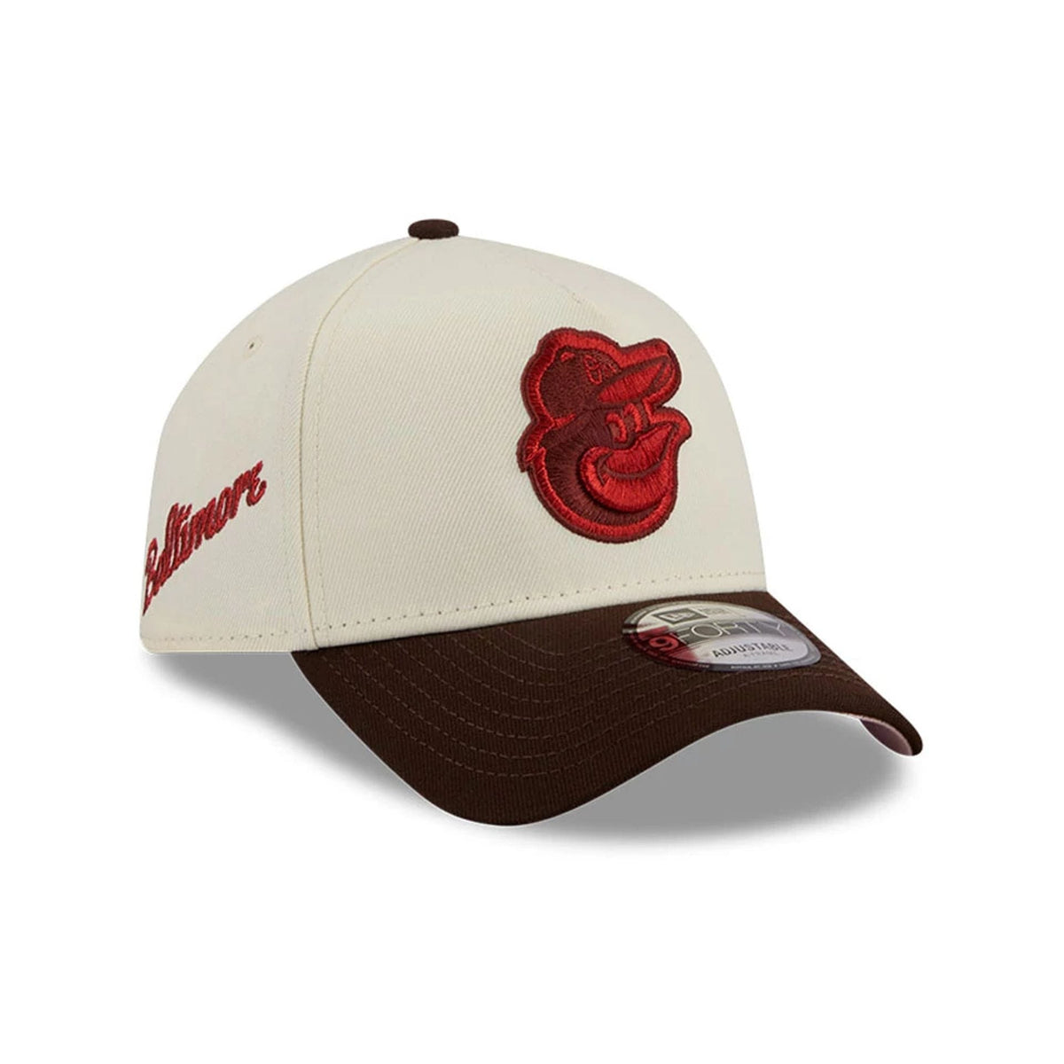 Baltimore Orioles MLB City Script Cream 9FORTY A-Frame Adjustable Cap-klyvox