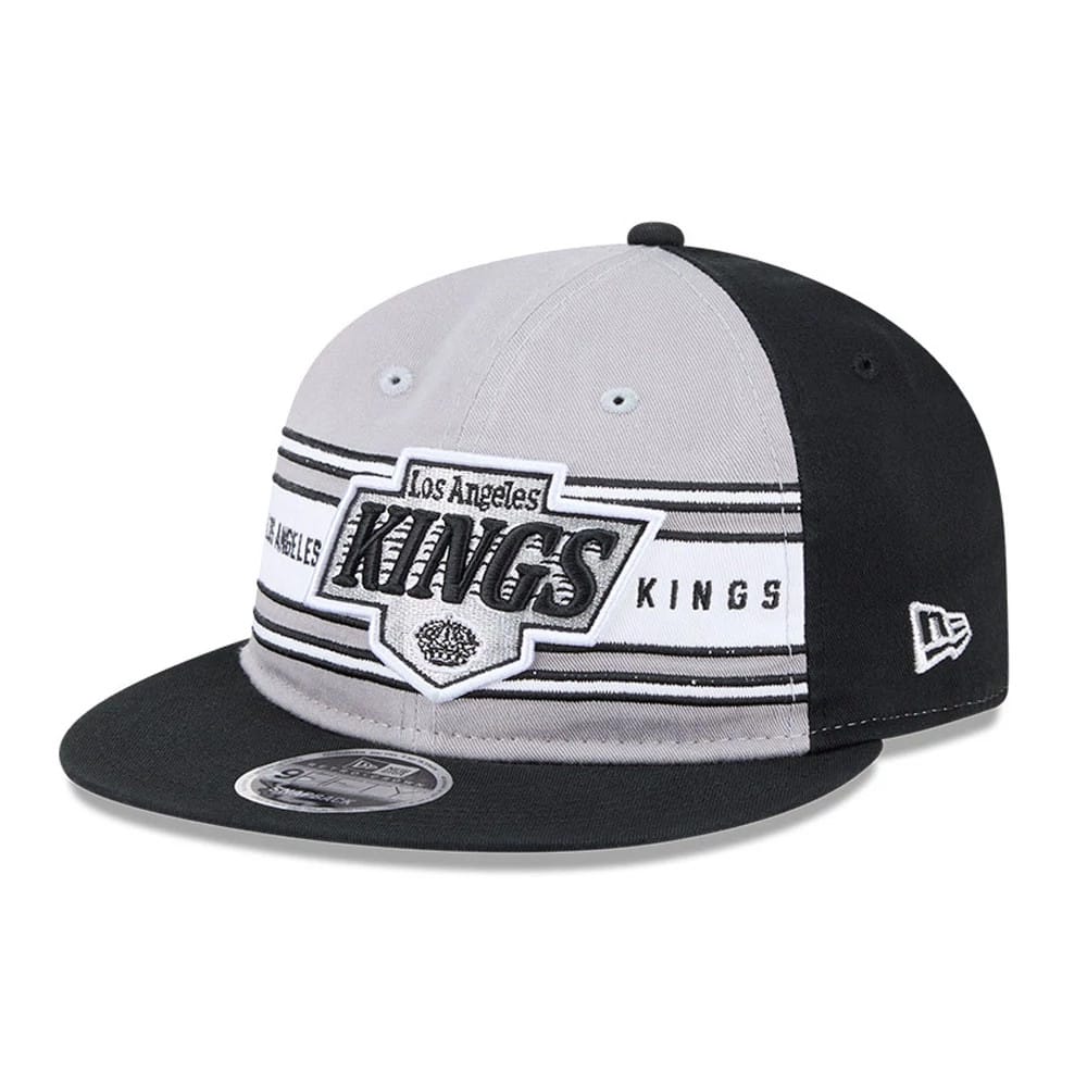 LA Kings NHL Team Stripes Black Retro Crown 9FIFTY Adjustable Cap-klyvox