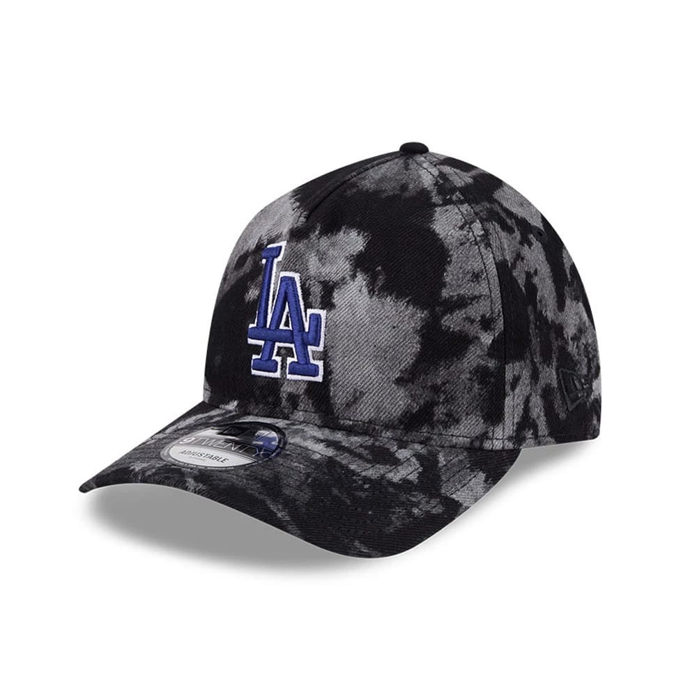 LA Dodgers MLB Bleached Denim Black 9TWENTY A-Frame Adjustable Cap-klyvox