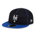 New York Mets MLB Felt Logo Blue Retro Crown 59FIFTY Fitted Cap-klyvox