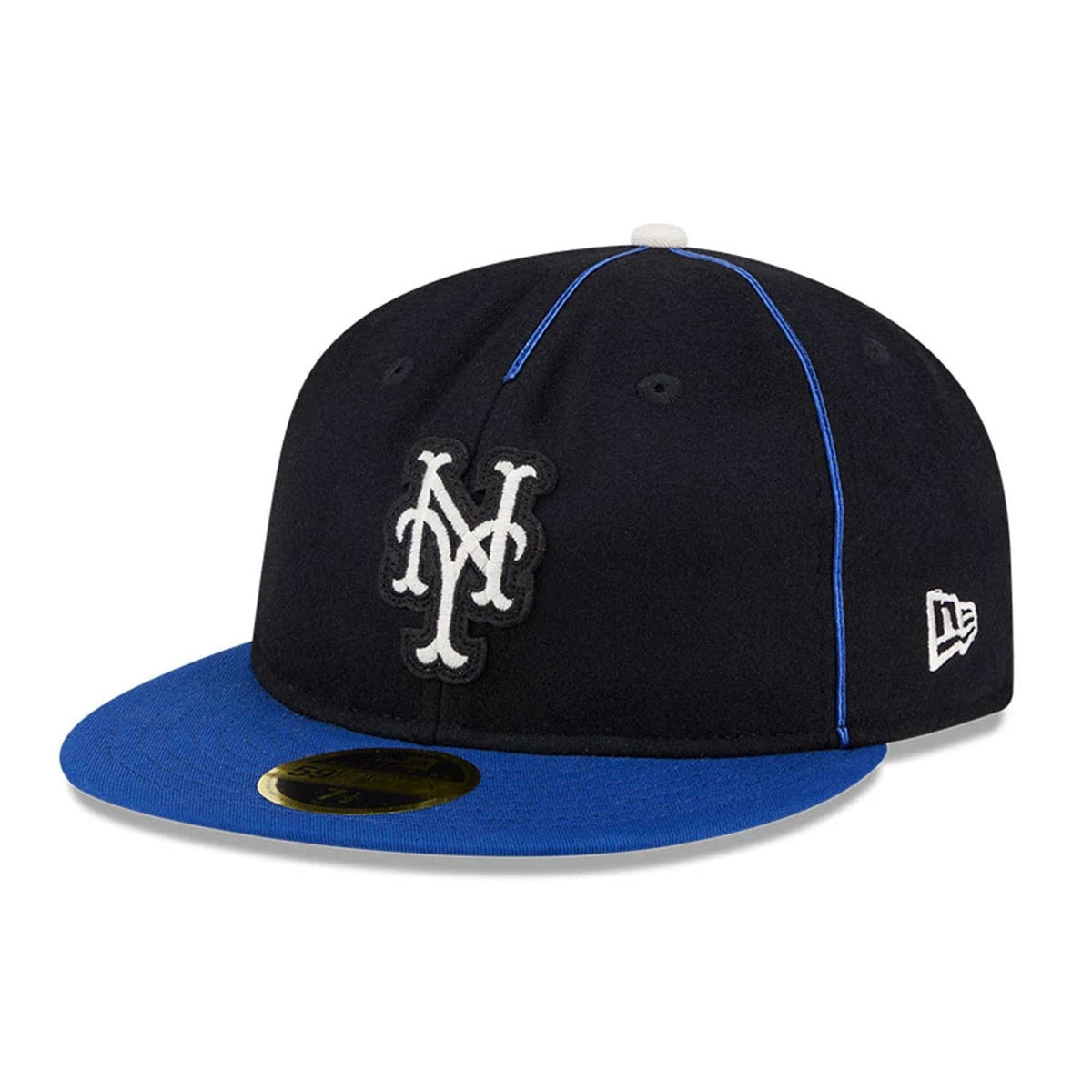 New York Mets MLB Felt Logo Blue Retro Crown 59FIFTY Fitted Cap-klyvox