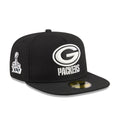 Green Bay Packers NFL Chiseled Embroidery Black 59FIFTY A-Frame Fitted Cap-klyvox