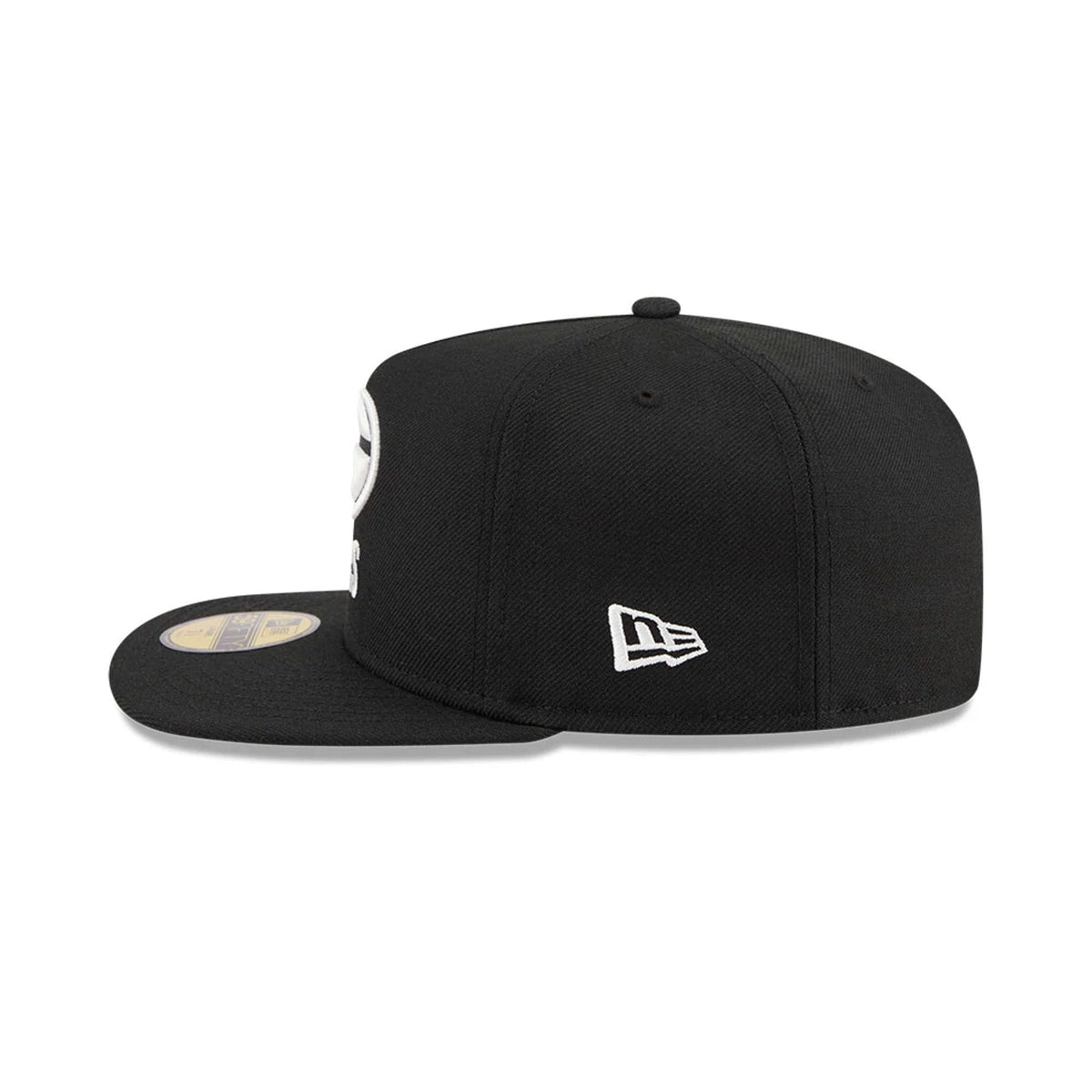 Green Bay Packers NFL Chiseled Embroidery Black 59FIFTY A-Frame Fitted Cap-klyvox