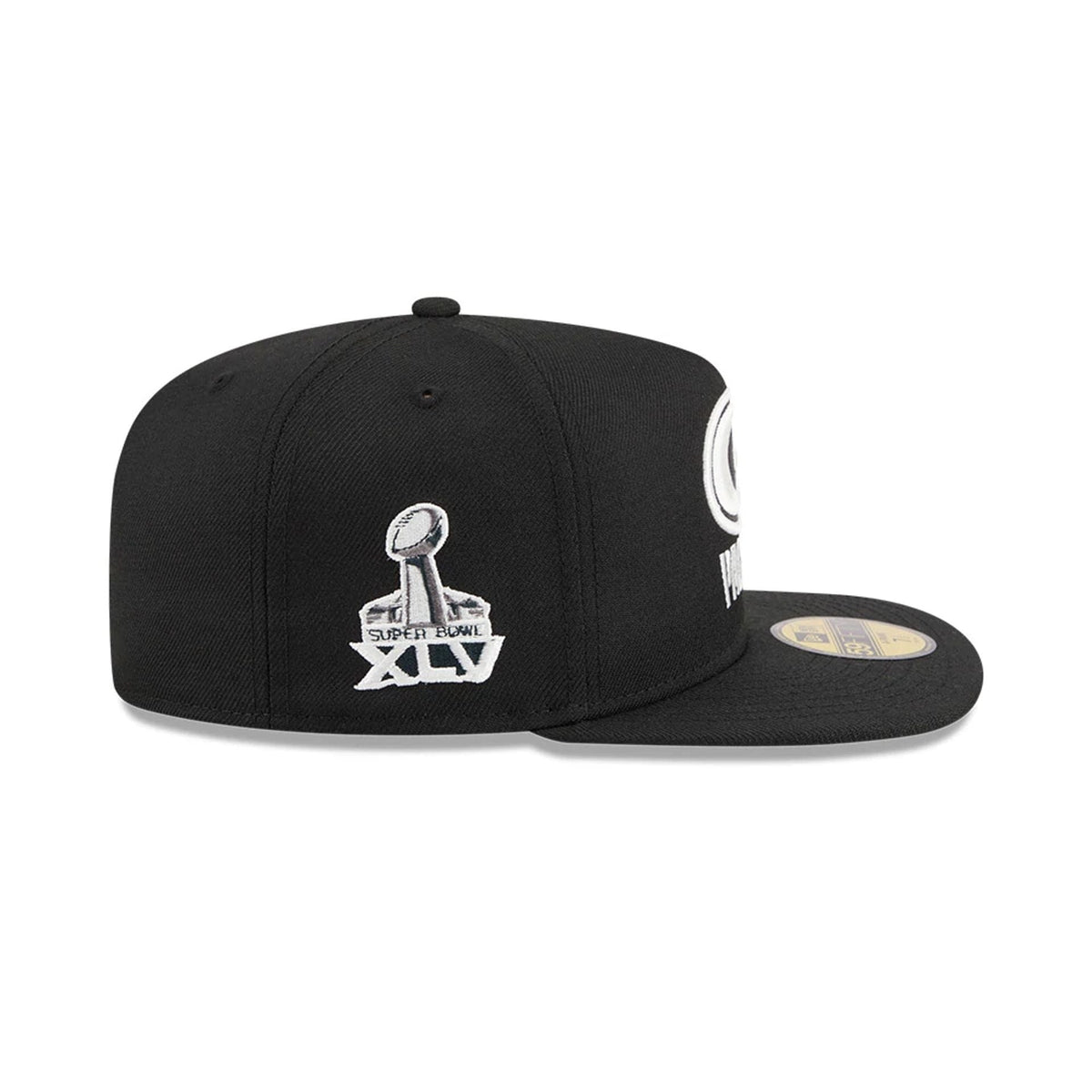 Green Bay Packers NFL Chiseled Embroidery Black 59FIFTY A-Frame Fitted Cap-klyvox