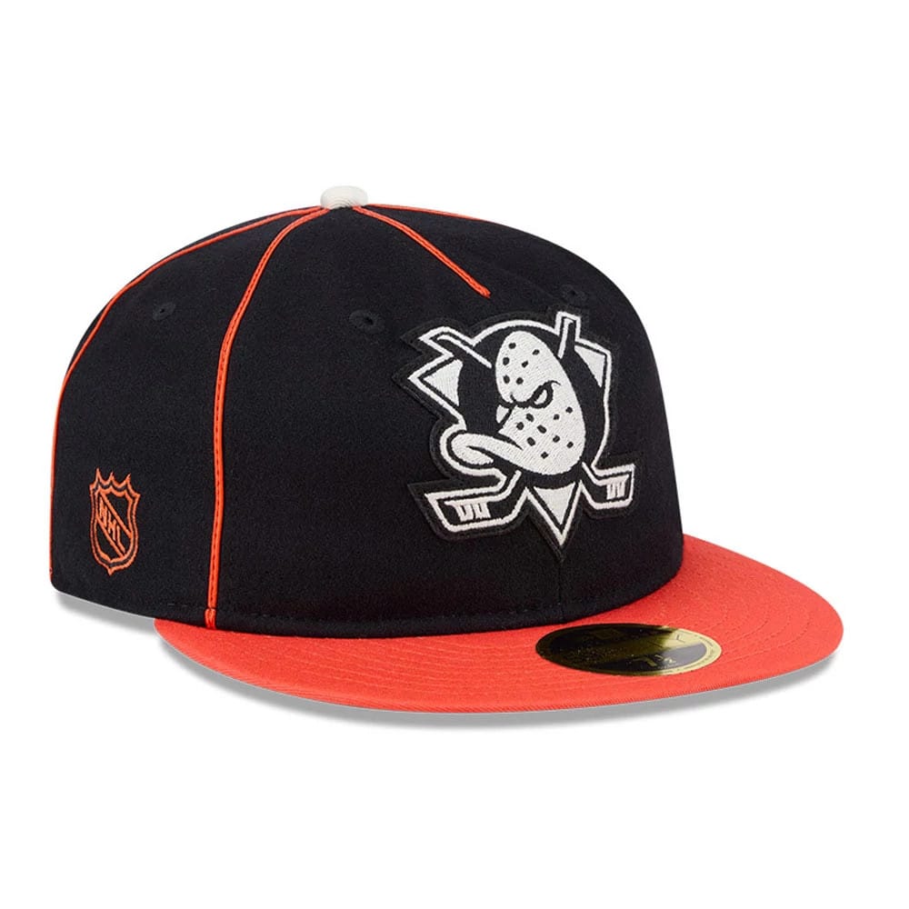 Anaheim Ducks NHL Felt Logo Black Retro Crown 59FIFTY Fitted Cap-klyvox
