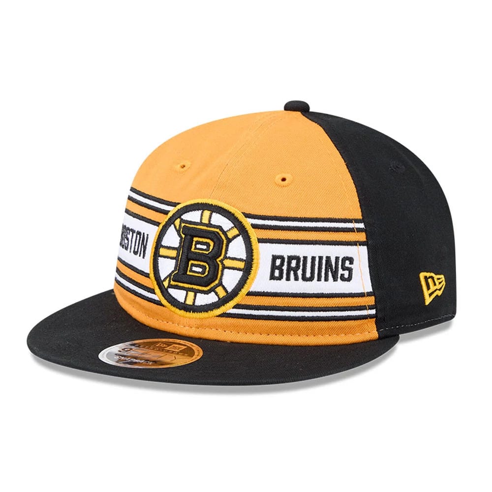 Bruins NHL Team Stripes Black Retro Crown 9FIFTY Adjustable Cap-klyvox