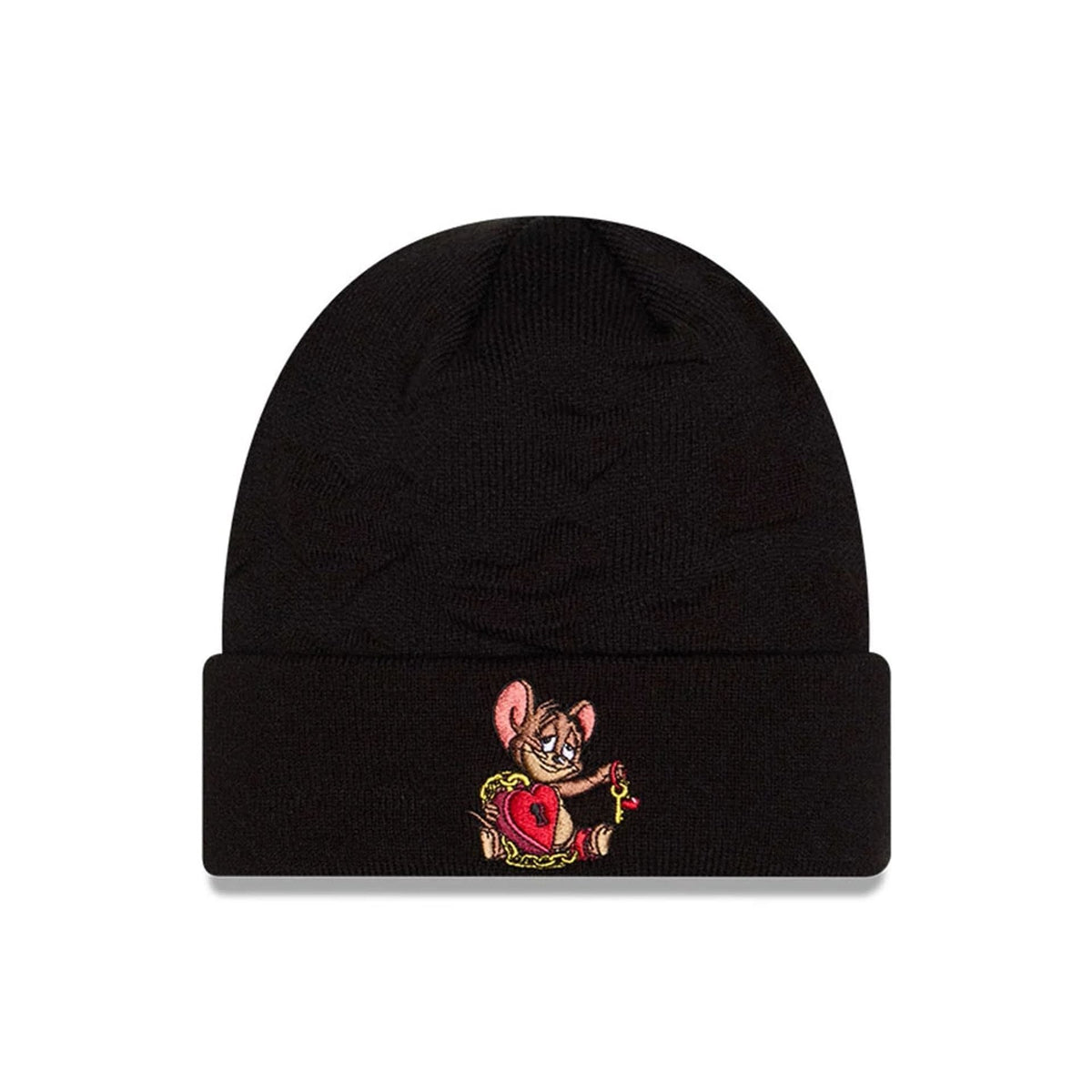 Tom & Jerry Key To My Heart Black Cuff Knit Beanie Hat-klyvox