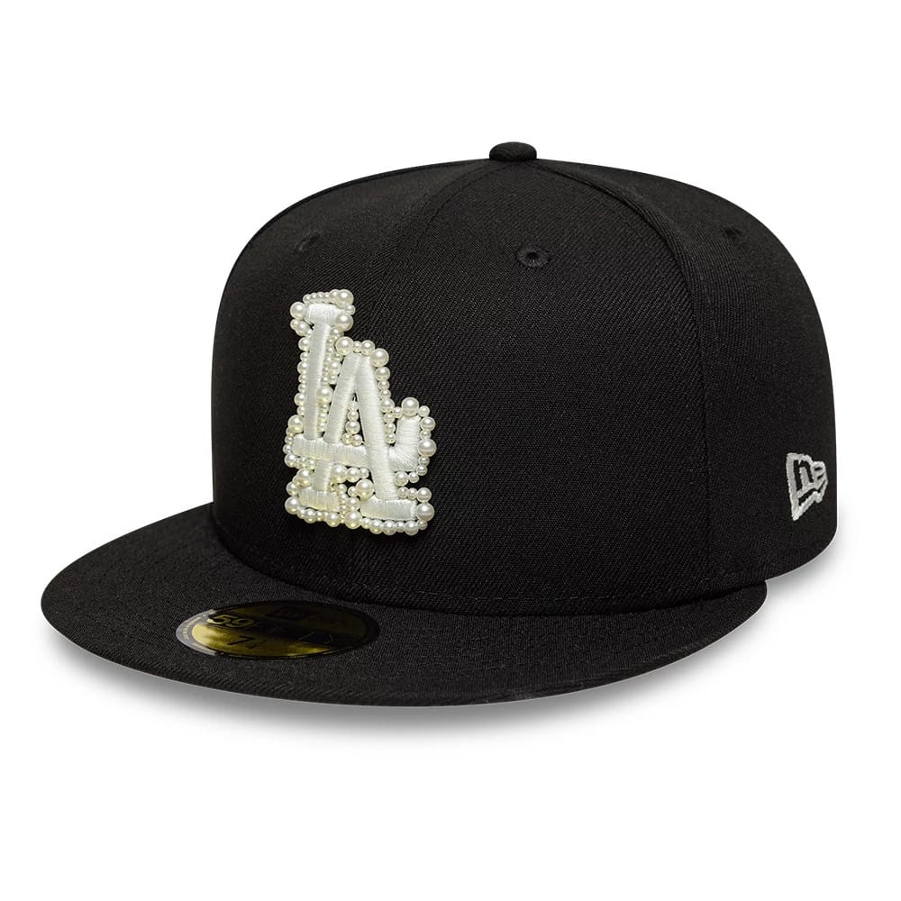 LA Dodgers MLB Faux Pearl Black 59FIFTY Fitted Cap-klyvox