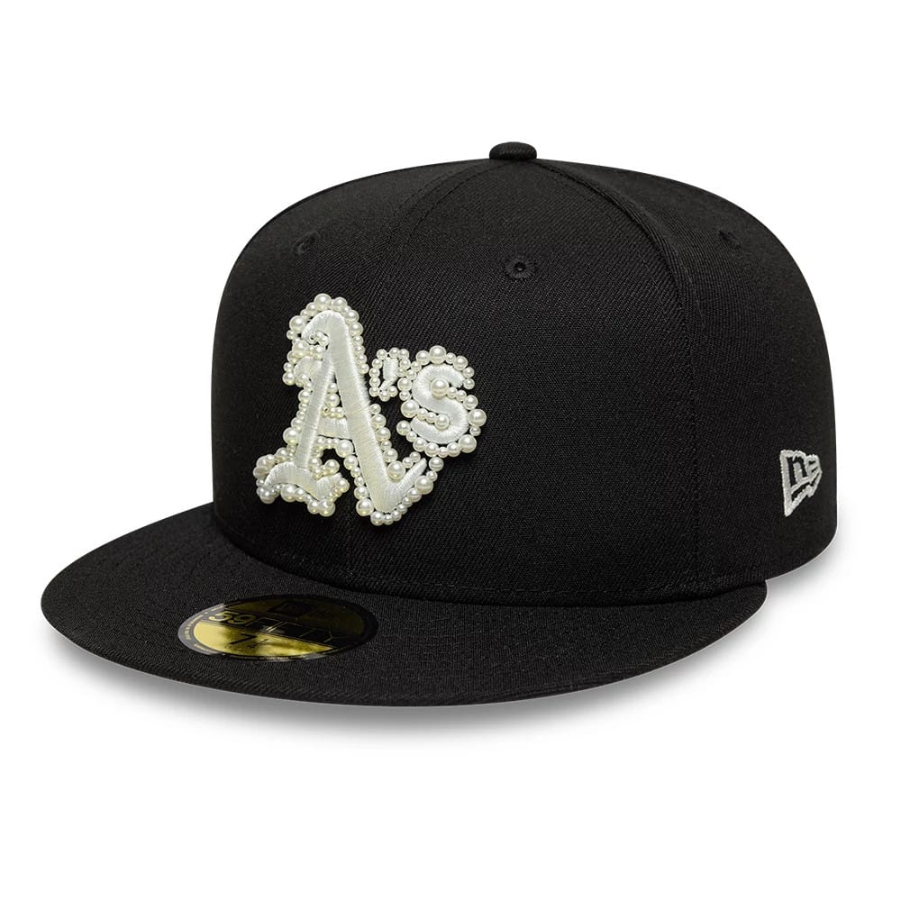 Oakland Athletics MLB Faux Pearl Black 59FIFTY Fitted Cap-klyvox