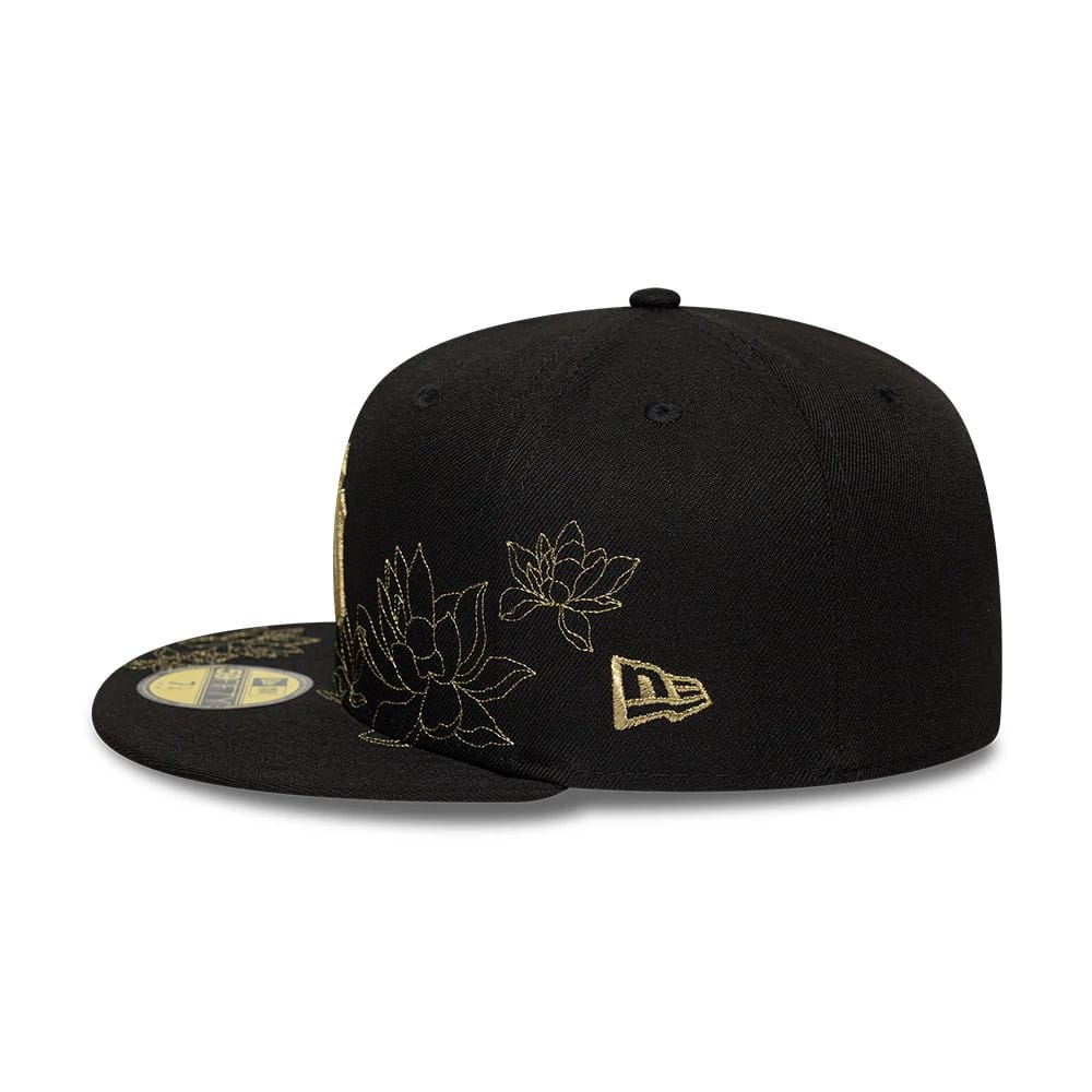 New York Yankees MLB Floral Black 59FIFTY Fitted Cap-klyvox