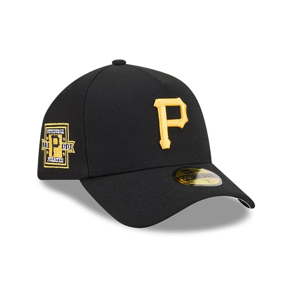 Pittsburgh Pirates MLB Team Side Black 59FORTY A-Frame Fitted Cap-klyvox