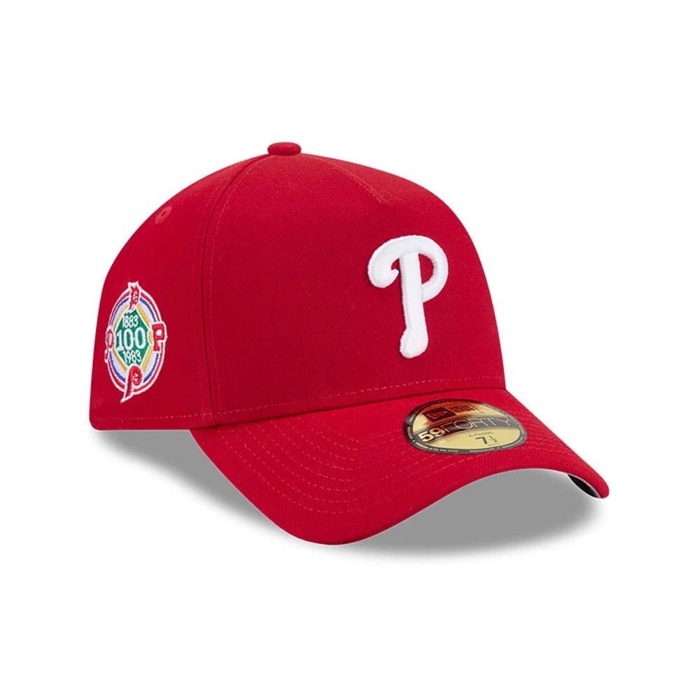 Philadelphia Phillies MLB Team Side Red 59FORTY A-Frame Fitted Cap-klyvox