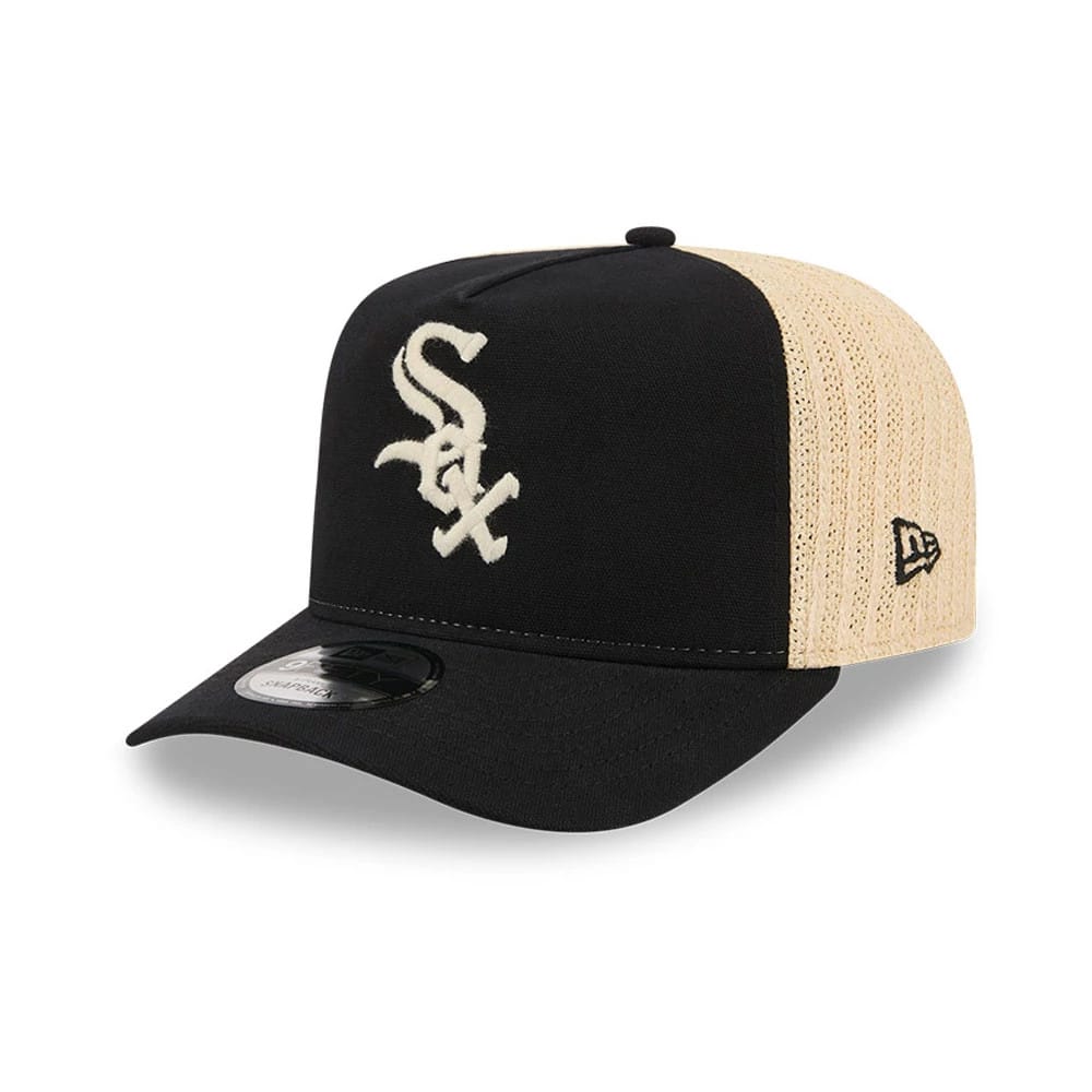 Chicago White Sox MLB Grained Black 9FIFTY A-Frame Snapback Adjustable Cap-klyvox