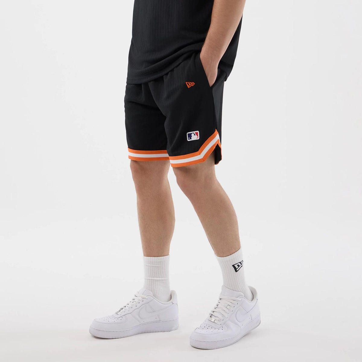 New York Mets MLB Arch Black Oversized Shorts-klyvox