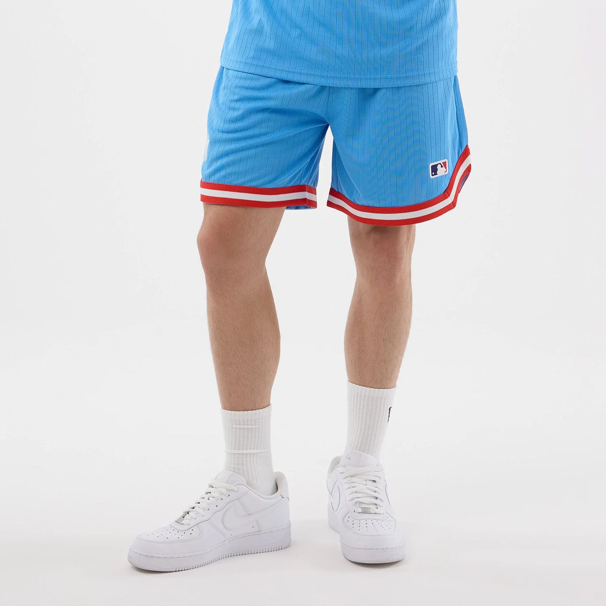 New York Yankees MLB Arch Pastel Blue Oversized Shorts-klyvox