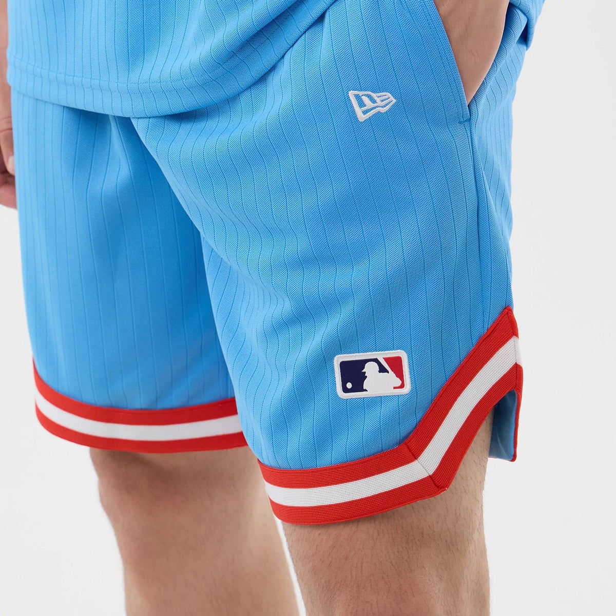 New York Yankees MLB Arch Pastel Blue Oversized Shorts-klyvox