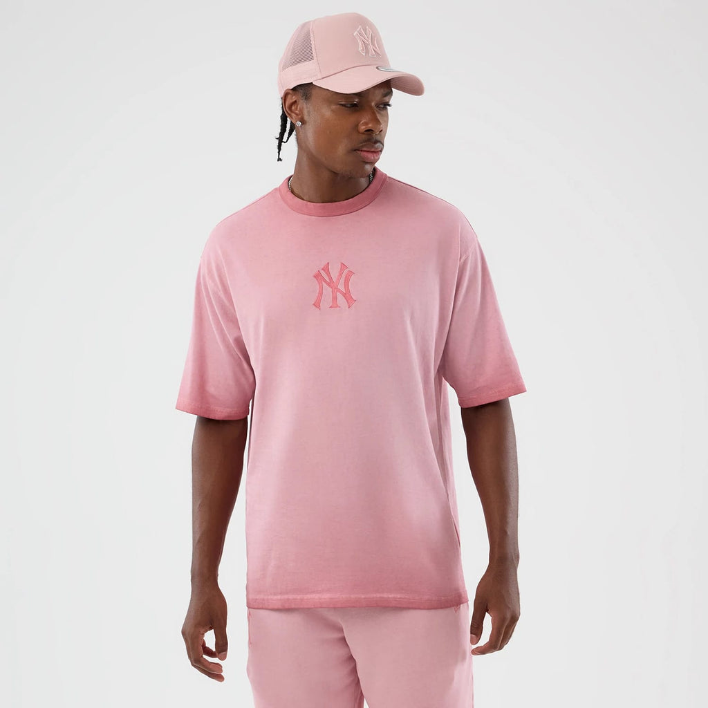 New York Yankees MLB Washed Logo Pastel Pink T-Shirt-klyvox