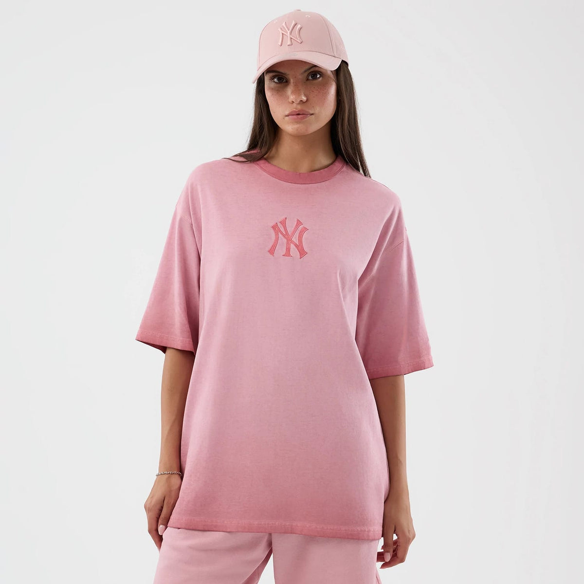 New York Yankees MLB Washed Logo Pastel Pink T-Shirt-klyvox
