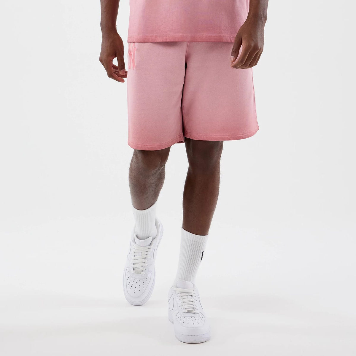 New York Yankees MLB Washed Logo Pastel Pink Shorts-klyvox