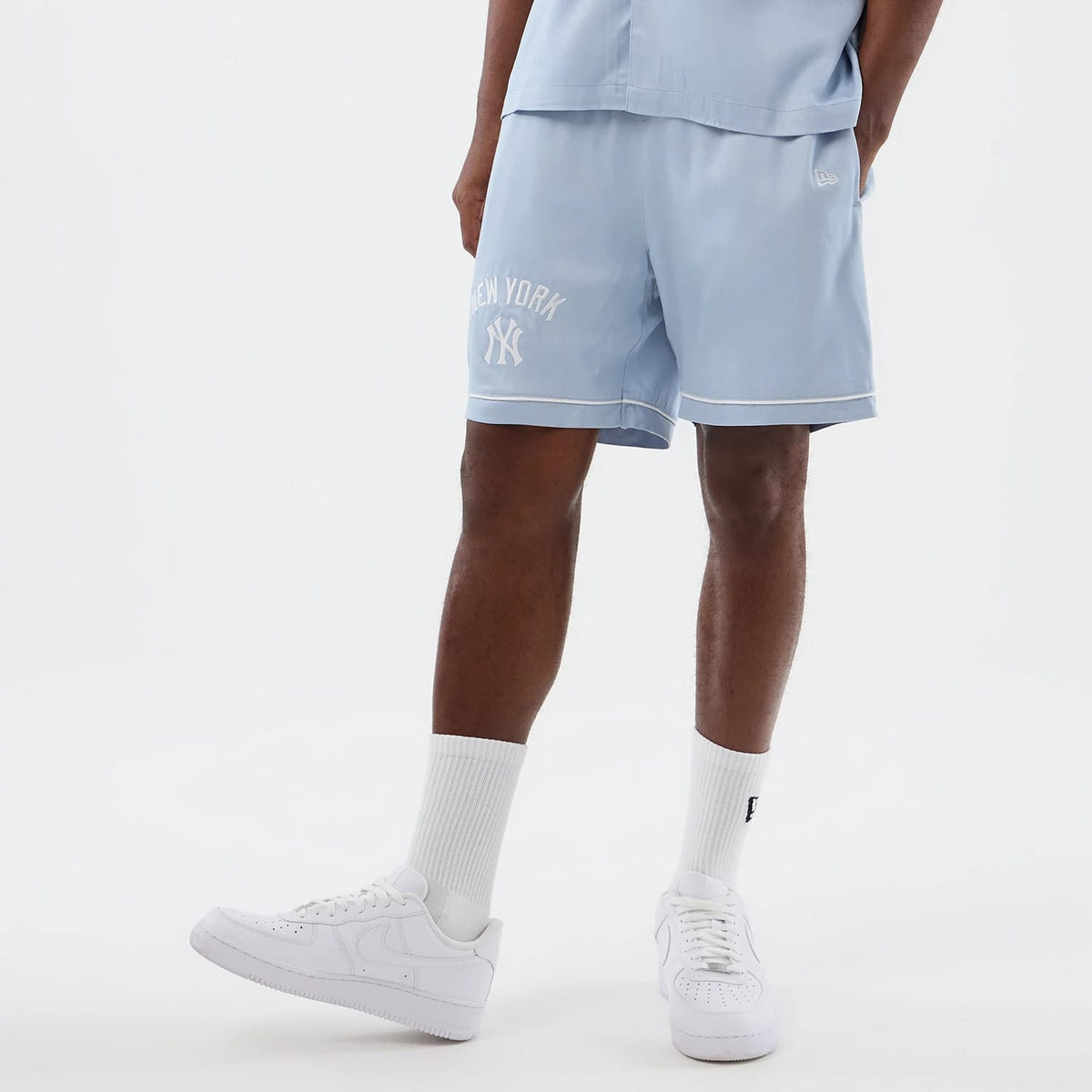 New York Yankees MLB Woven Pastel Blue Shorts-klyvox