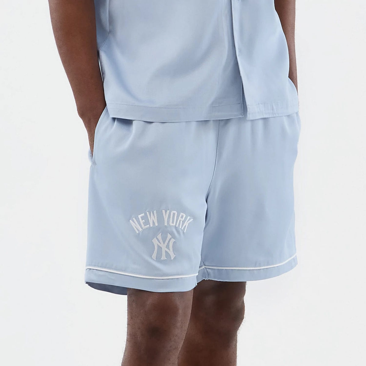 New York Yankees MLB Woven Pastel Blue Shorts-klyvox