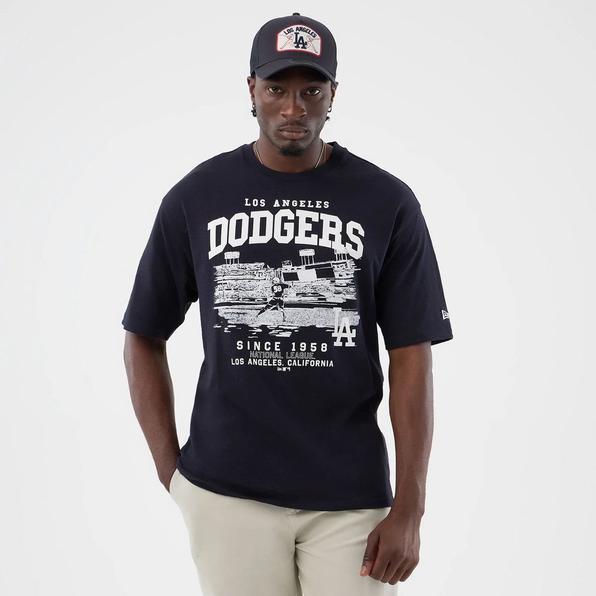 LA Dodgers MLB Slub Navy Oversized T-Shirt-klyvox