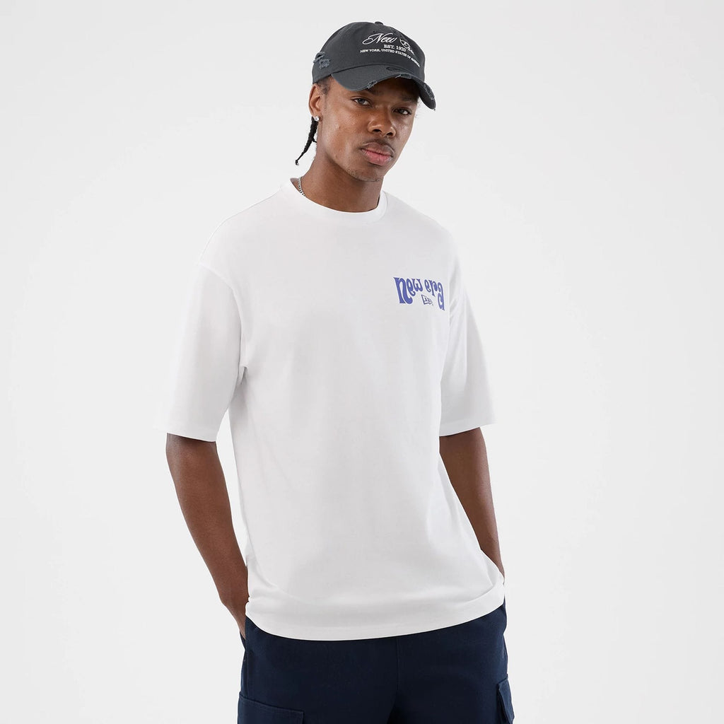 New Era Fun Pizza Graphic White Oversized T-Shirt-klyvox