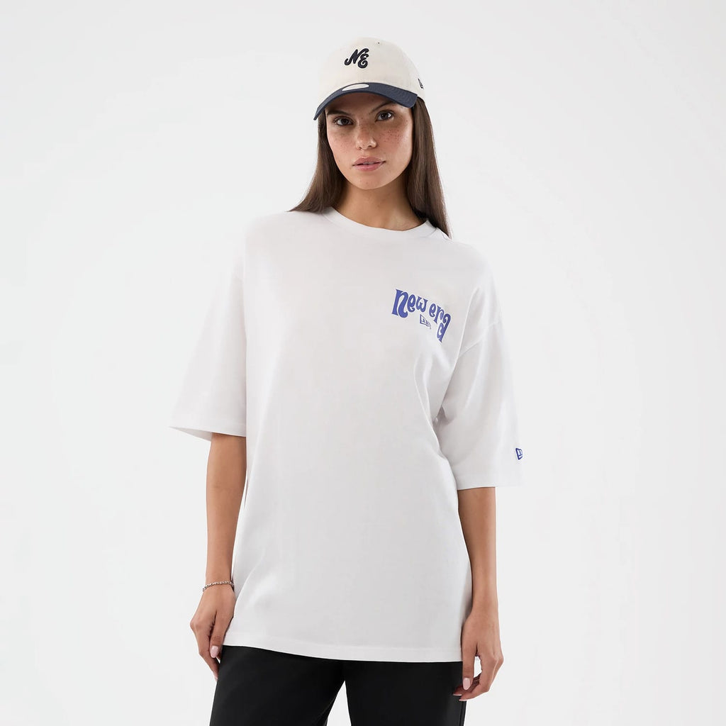 New Era Fun Pizza Graphic White Oversized T-Shirt-klyvox