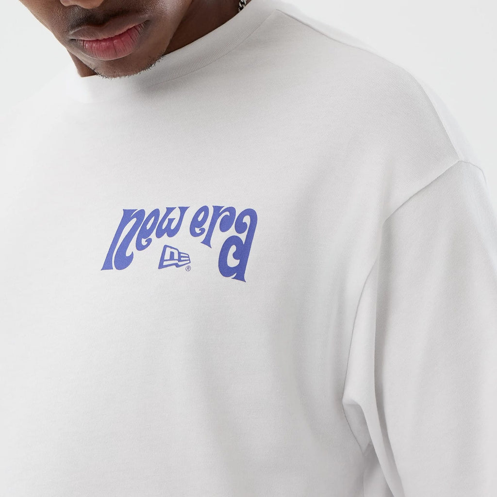 New Era Fun Pizza Graphic White Oversized T-Shirt-klyvox