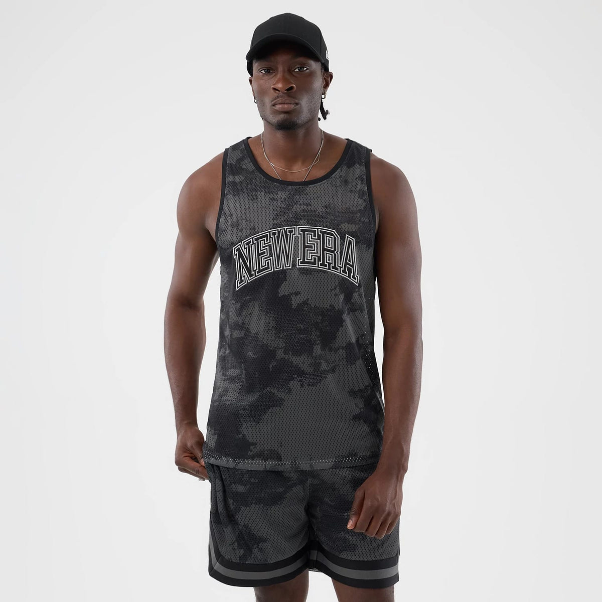 New Era All Over Print Black Camo Mesh Tank Top-klyvox