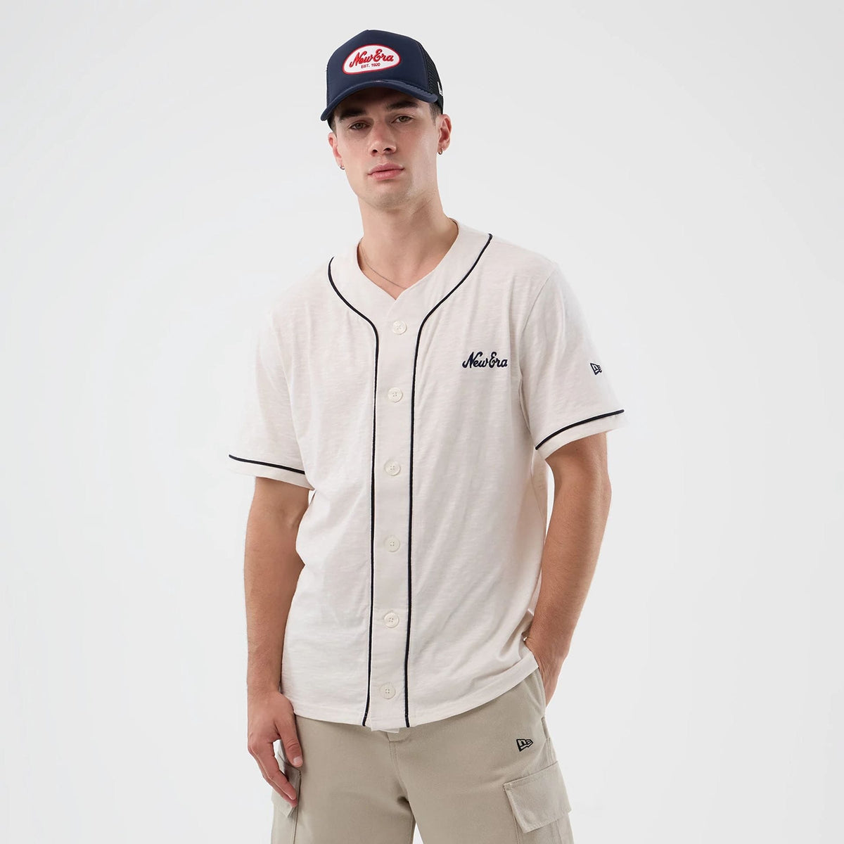 New Era Slub Open White Baseball Jersey-klyvox