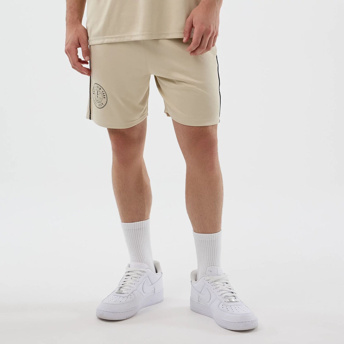 New Era Football Light Beige Shorts-klyvox