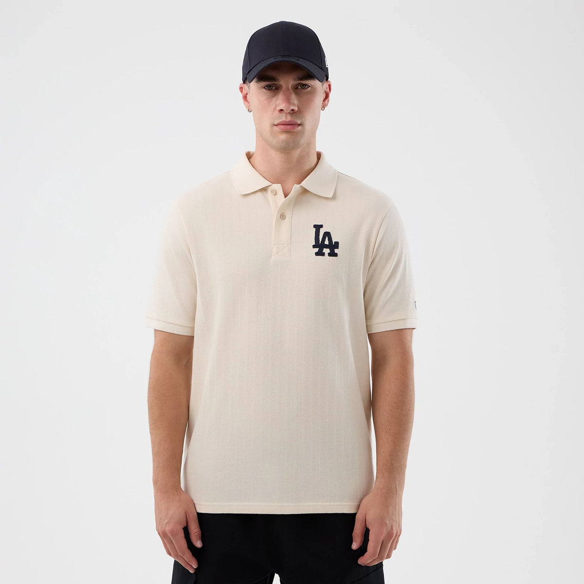 LA Dodgers MLB Rib Open White Polo T-Shirt-klyvox