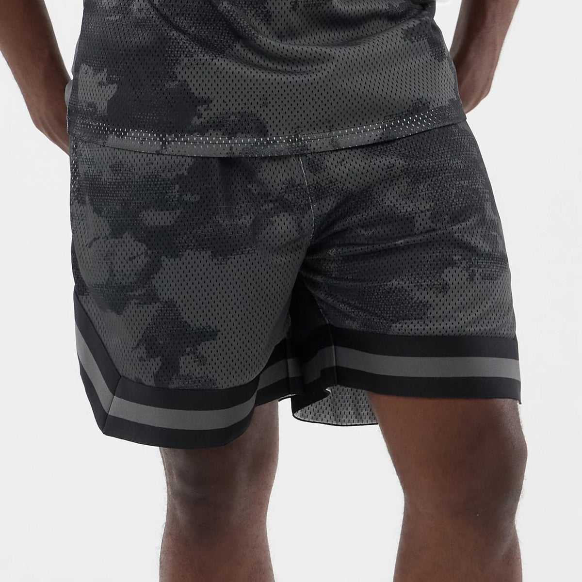 New Era All Over Print Mesh Black Camo Shorts-klyvox