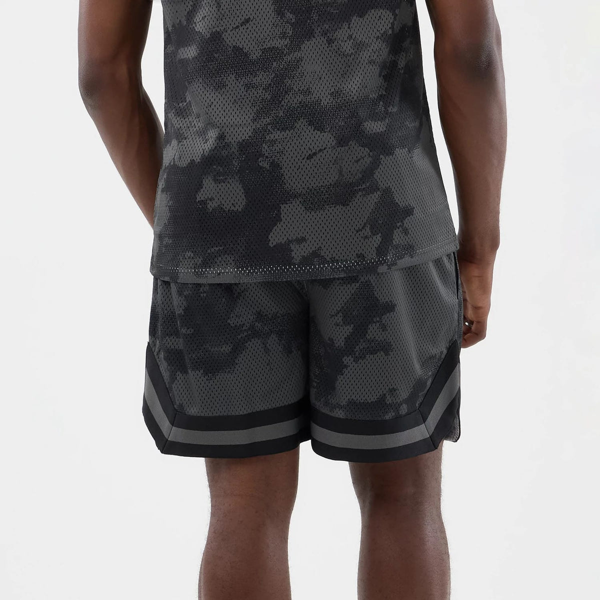 New Era All Over Print Mesh Black Camo Shorts-klyvox