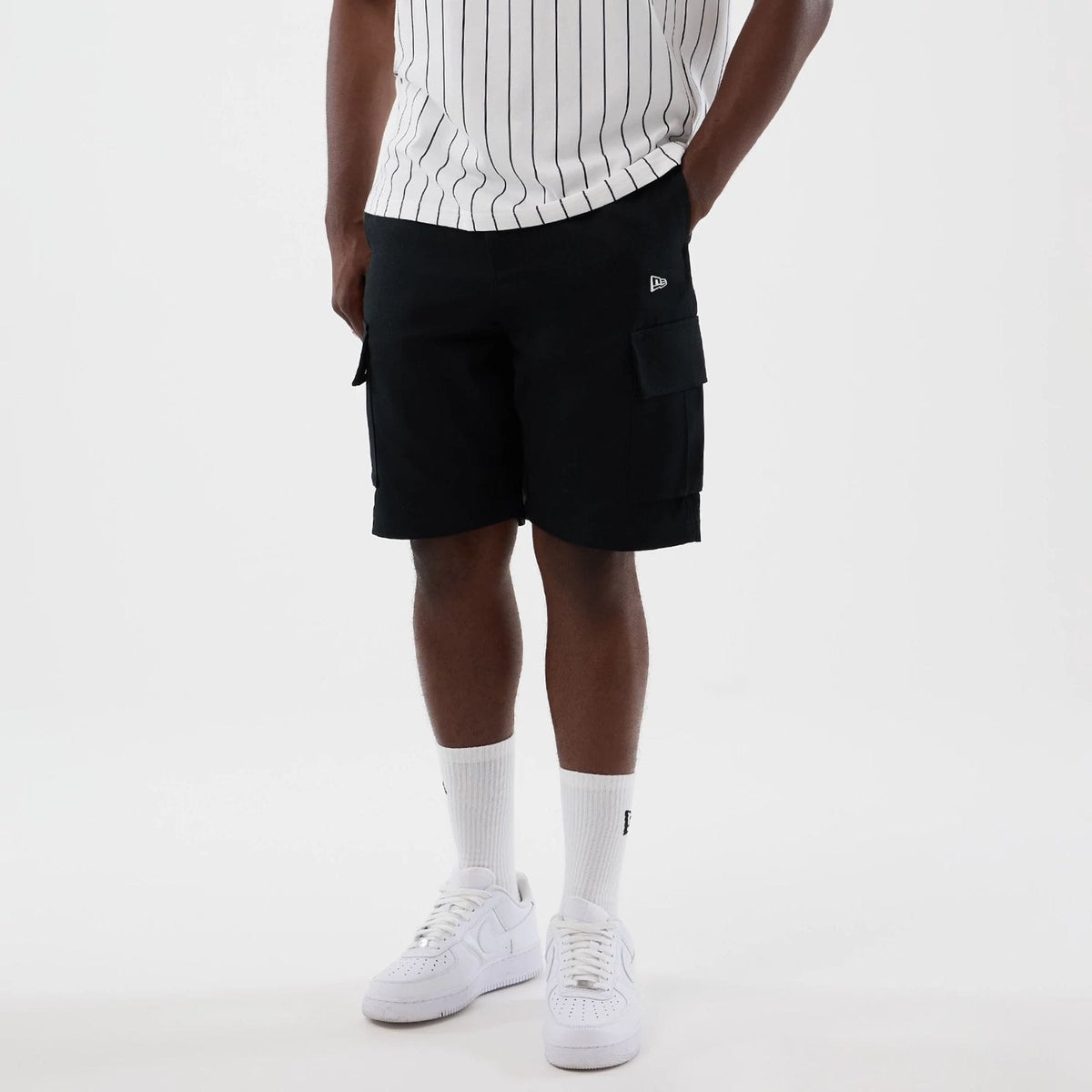 New Era Black Cargo Shorts-klyvox