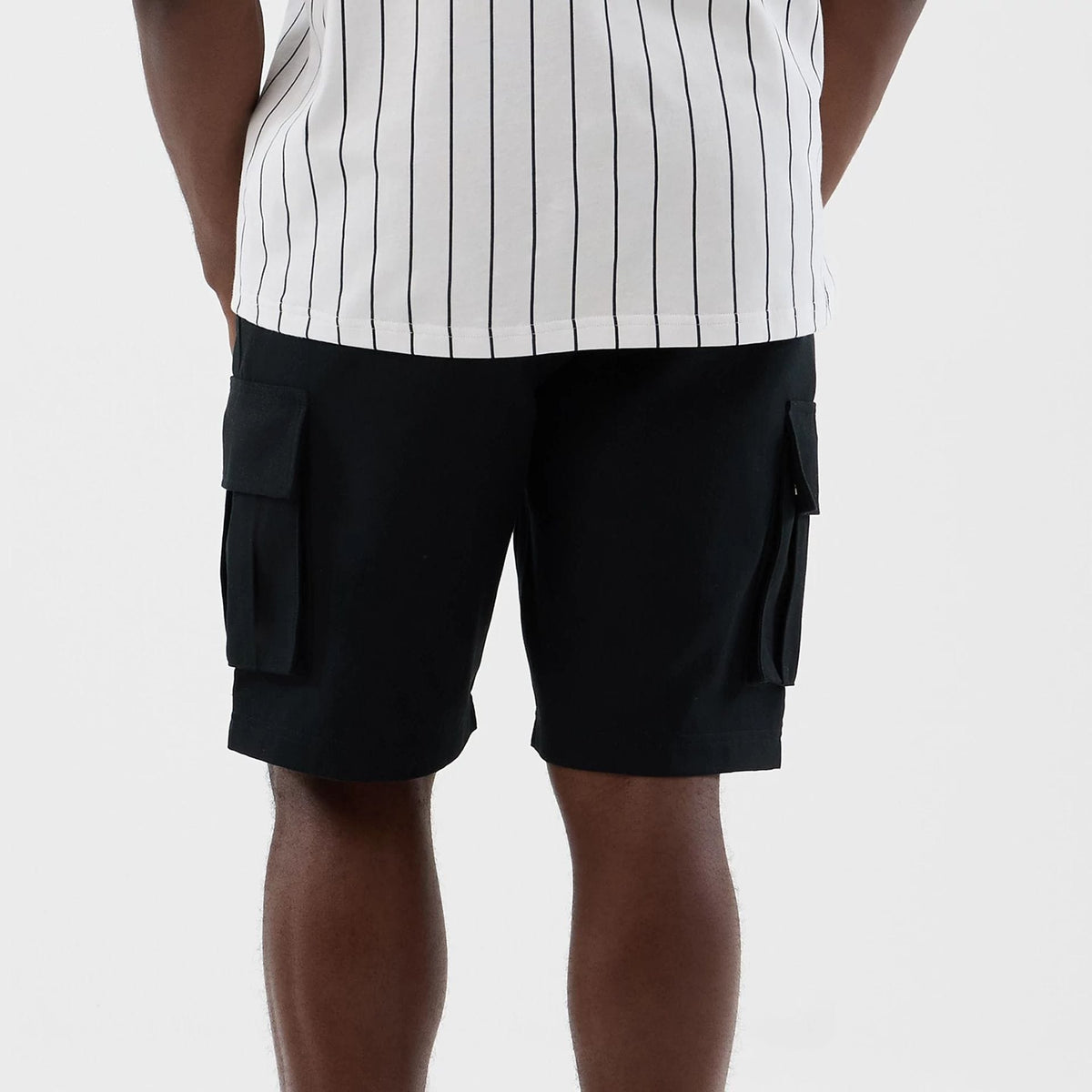 New Era Black Cargo Shorts-klyvox