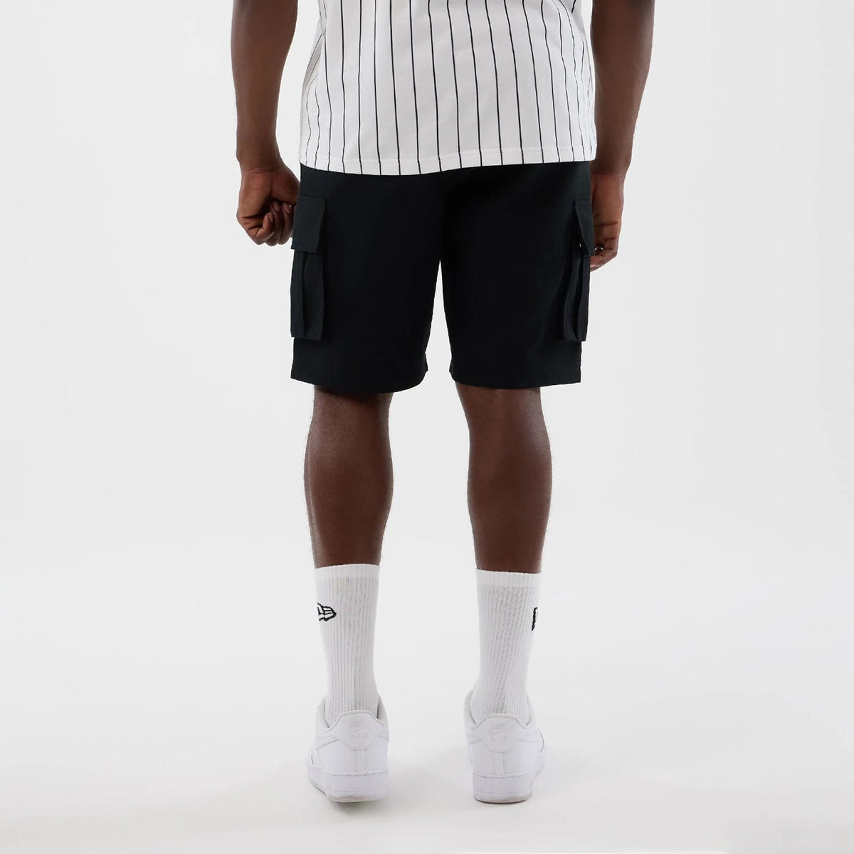 New Era Black Cargo Shorts-klyvox