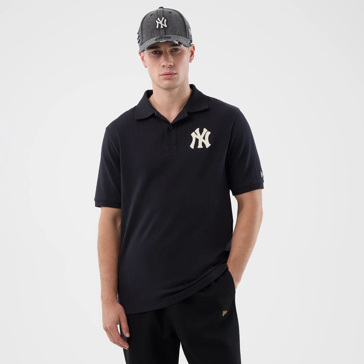 New York Yankees MLB Rib Navy Polo T-Shirt-klyvox