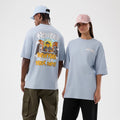 New Era Fun Block Party Graphic Pastel Blue Oversized T-Shirt-klyvox