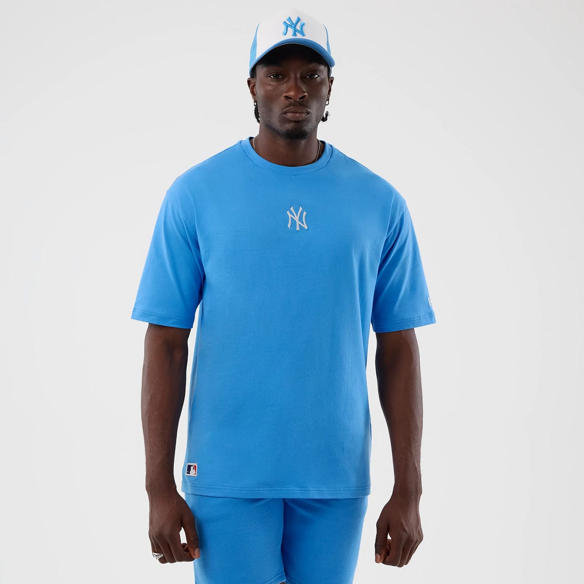 New York Yankees MLB League Essential Pastel Blue Oversized T-Shirt-klyvox