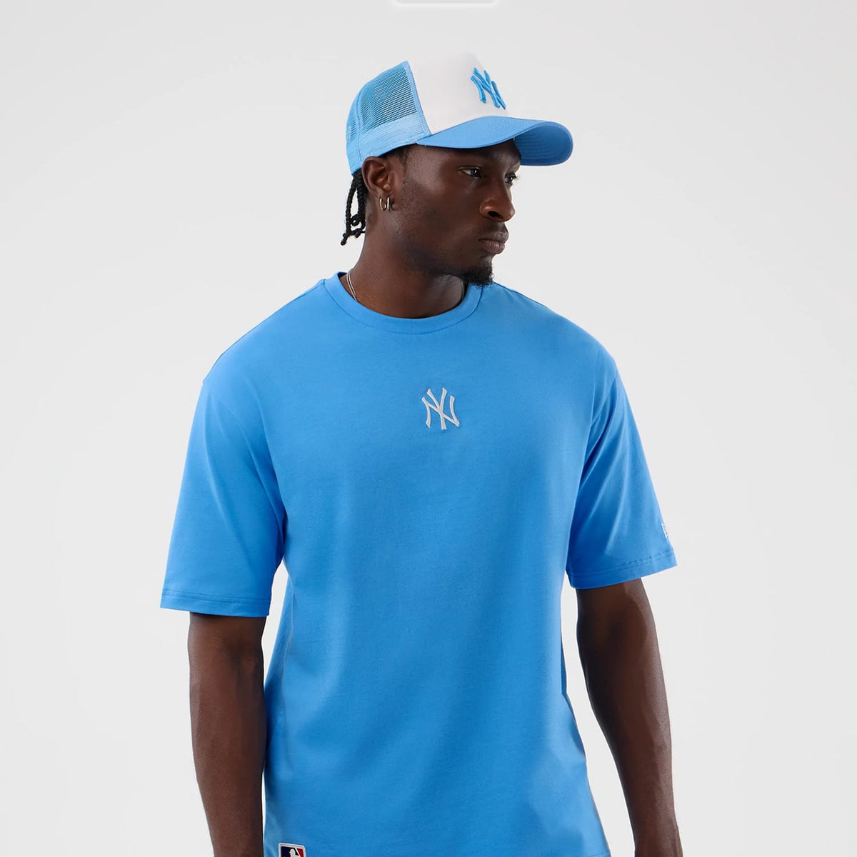 New York Yankees MLB League Essential Pastel Blue Oversized T-Shirt-klyvox