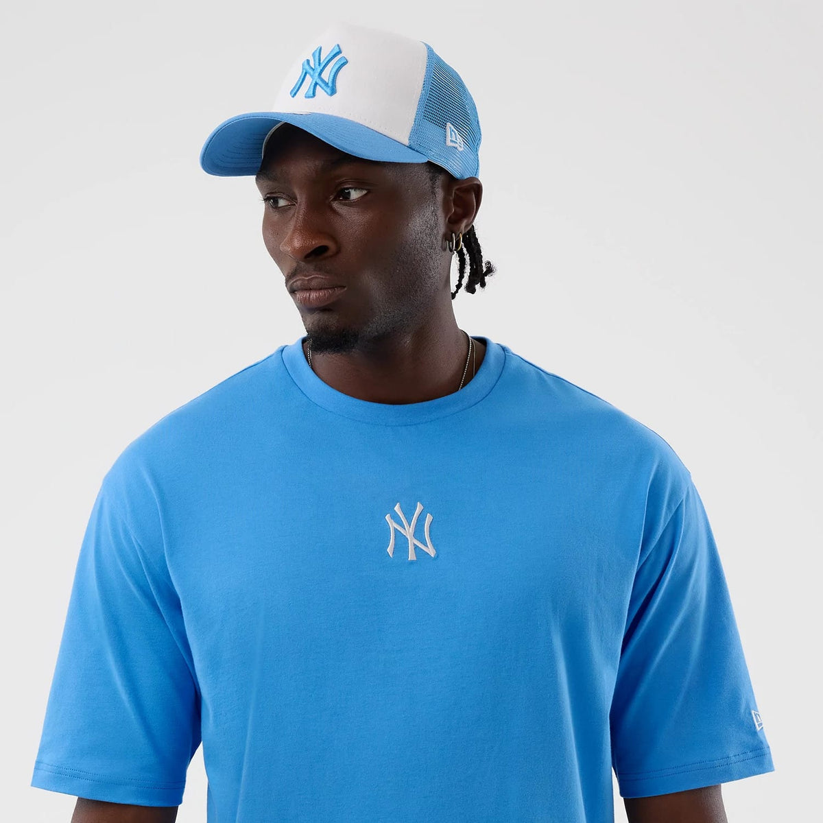 New York Yankees MLB League Essential Pastel Blue Oversized T-Shirt-klyvox