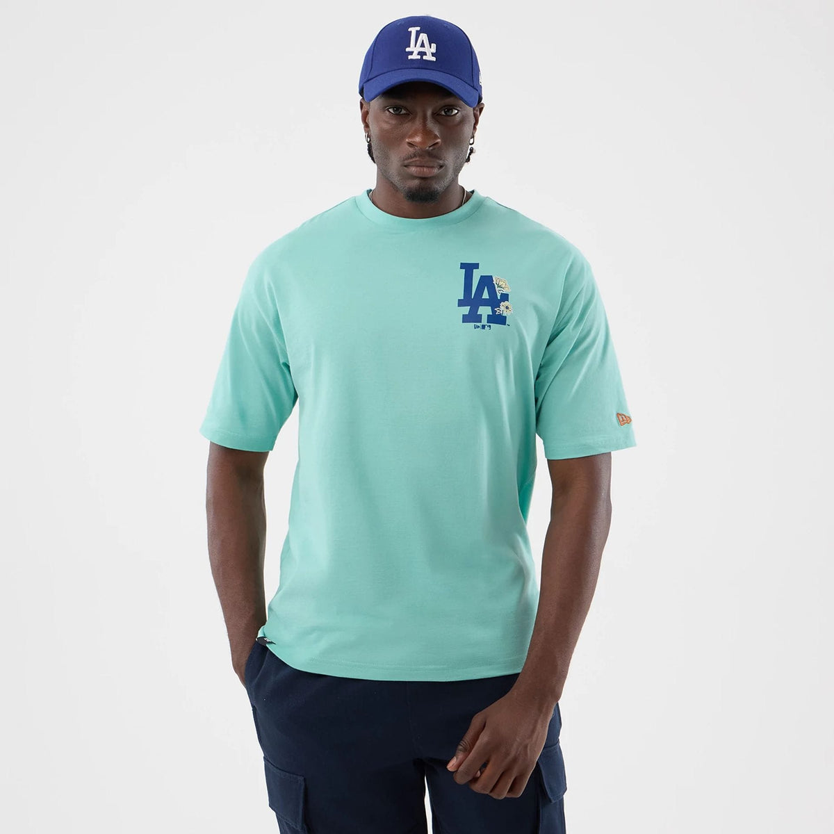 LA Dodgers MLB Floral Pastel Green Oversized T-Shirt-klyvox
