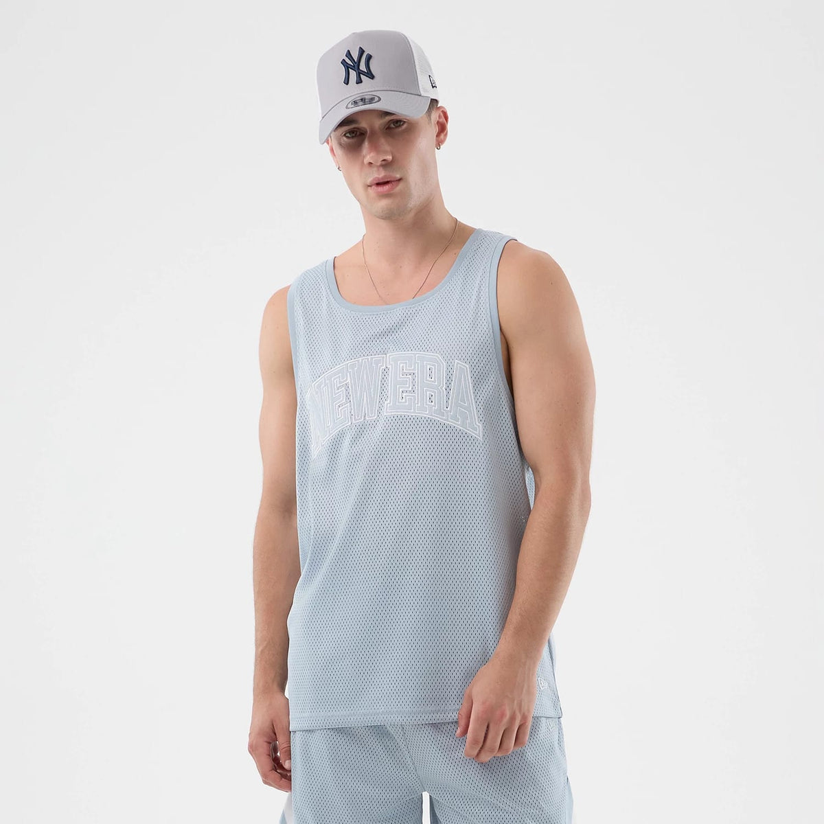 New Era Mesh Pastel Blue Oversized Tank Top-klyvox
