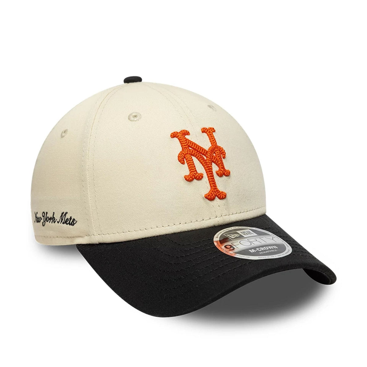 New York Mets MLB Side Script Cream 9FORTY M-Crown Adjustable Cap-klyvox
